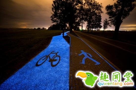 首条太阳能自行车道 黑夜之中闪闪发光 实现了真正的绿色环保