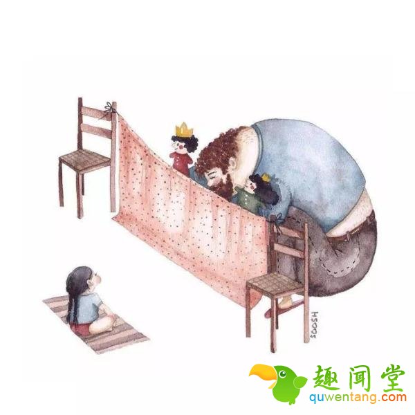 一组老爸和女儿的漫画，有人看完就给老爸打了电话