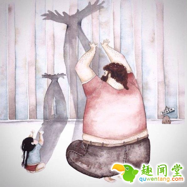 一组老爸和女儿的漫画，有人看完就给老爸打了电话