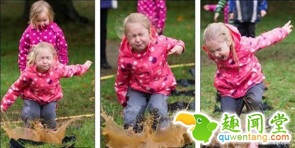 英国举行跳水坑比赛 各地的萌娃们都前来参赛 第1张图片